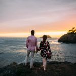 beautiful couple on a cliff - deception pass engagement